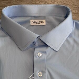 Collars and Co Polo Shirt Mens 2XL Dress Collar Blue Preppy Business Casual NWT